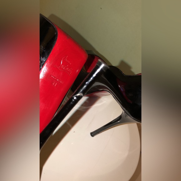 CHRISTIAN LOUBOUTIN $799 6 inch platform Chick Up Black Patent Leather Pumps - Picture 7 of 11